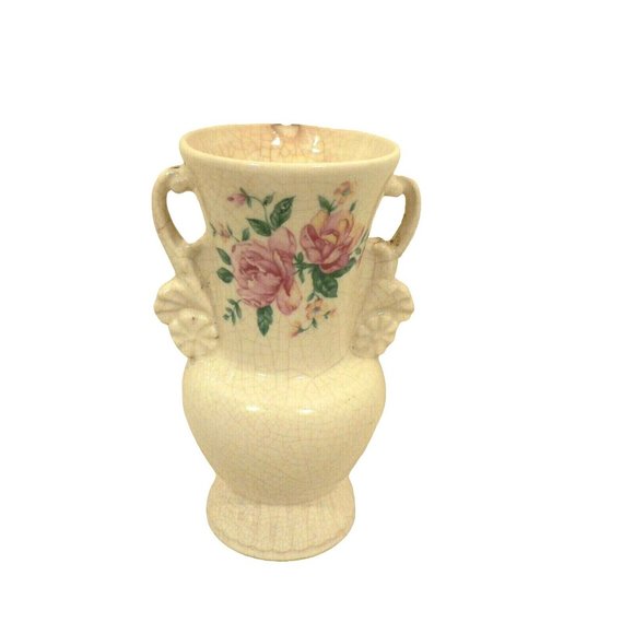 Royal Copley vase double handles Rose design Vintage - Picture 1 of 10